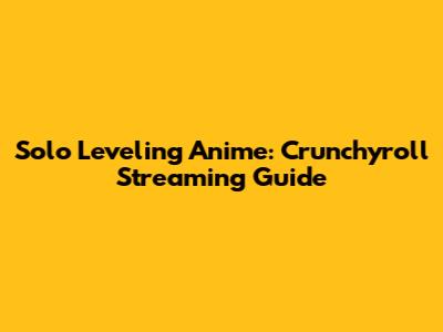 Solo Leveling Anime: Crunchyroll Streaming Guide