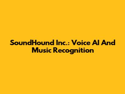 SoundHound Inc.: Voice AI And Music Recognition