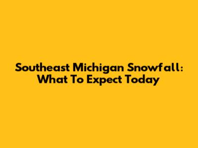 Southeast Michigan Snowfall: What To Expect Today