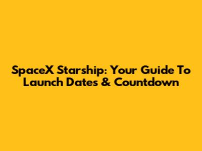 SpaceX Starship: Your Guide To Launch Dates & Countdown