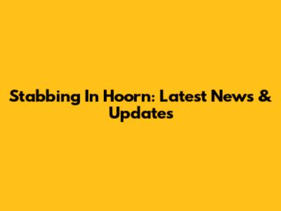 Stabbing In Hoorn: Latest News & Updates