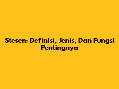 Stesen: Definisi, Jenis, Dan Fungsi Pentingnya