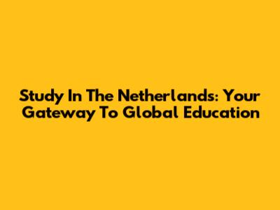 Study In The Netherlands: Your Gateway To Global Education