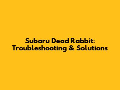 Subaru Dead Rabbit: Troubleshooting & Solutions
