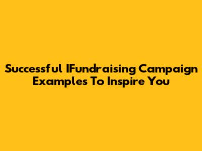 Successful IFundraising Campaign Examples To Inspire You