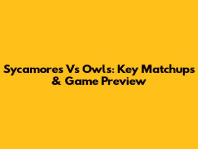 Sycamores Vs Owls: Key Matchups & Game Preview