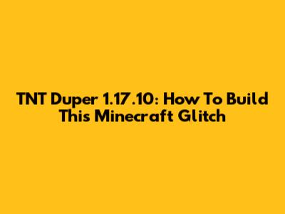 TNT Duper 1.17.10: How To Build This Minecraft Glitch