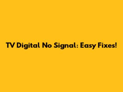 TV Digital No Signal: Easy Fixes!