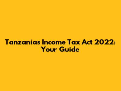 Tanzania's Income Tax Act 2022: Your Guide