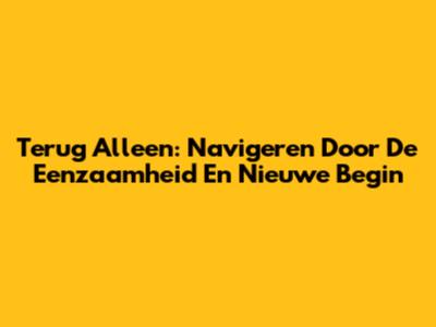 Terug Alleen: Navigeren Door De Eenzaamheid En Nieuwe Begin