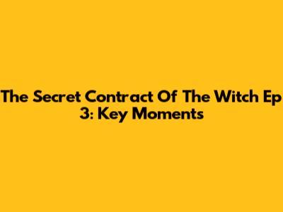 The Secret Contract Of The Witch Ep 3: Key Moments