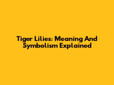 Tiger Lilies: Meaning And Symbolism Explained