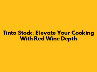 Tinto Stock: Elevate Your Cooking With Red Wine Depth