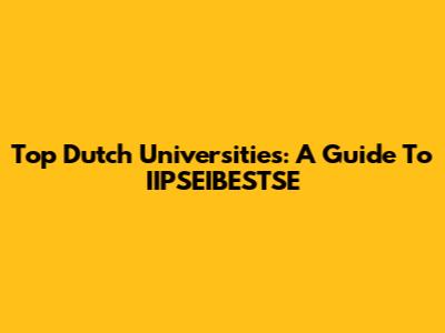 Top Dutch Universities: A Guide To IIPSEIBESTSE