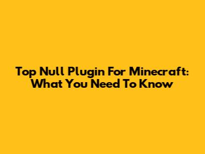 Top Null Plugin For Minecraft: What You Need To Know