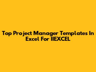 Top Project Manager Templates In Excel For IIEXCEL
