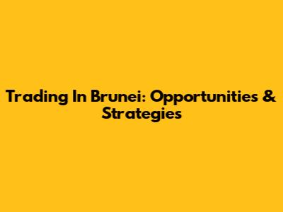 Trading In Brunei: Opportunities & Strategies