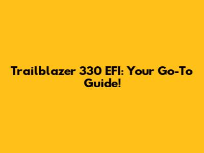Trailblazer 330 EFI: Your Go-To Guide!
