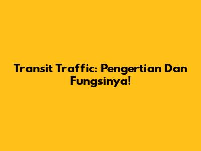 Transit Traffic: Pengertian Dan Fungsinya!