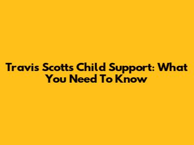 Travis Scott's Child Support: What You Need To Know