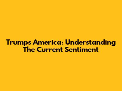 Trump's America: Understanding The Current Sentiment