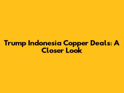 Trump Indonesia Copper Deals: A Closer Look