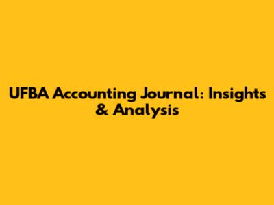 UFBA Accounting Journal: Insights & Analysis