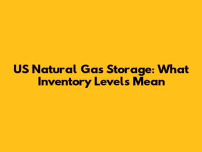 US Natural Gas Storage: What Inventory Levels Mean