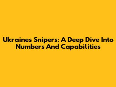 Ukraine's Snipers: A Deep Dive Into Numbers And Capabilities