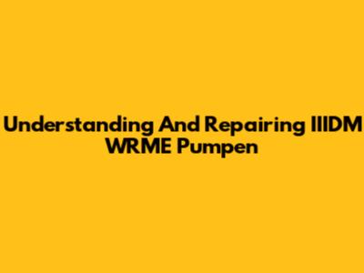 Understanding And Repairing IIIDM WRME Pumpen
