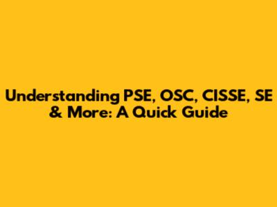 Understanding PSE, OSC, CISSE, SE & More: A Quick Guide