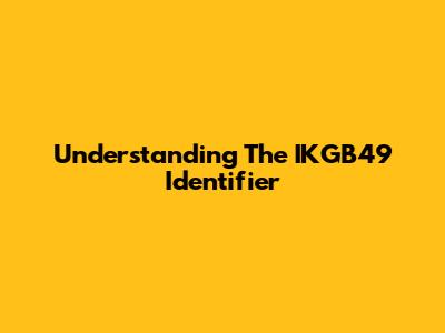 Understanding The IKGB49 Identifier