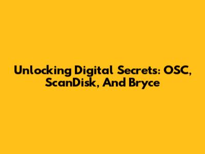 Unlocking Digital Secrets: OSC, ScanDisk, And Bryce
