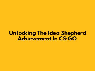 Unlocking The Idea Shepherd Achievement In CS:GO
