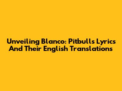 Unveiling 'Blanco': Pitbull's Lyrics And Their English Translations