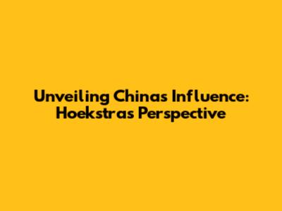 Unveiling China's Influence: Hoekstra's Perspective