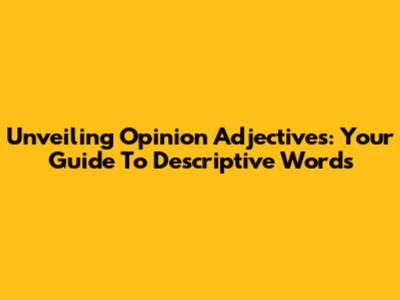 Unveiling Opinion Adjectives: Your Guide To Descriptive Words
