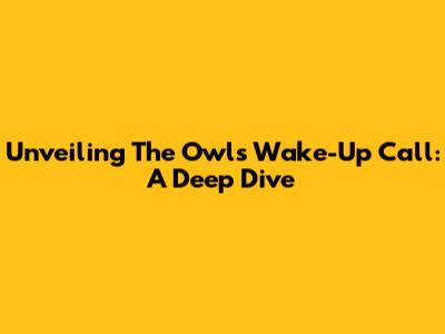Unveiling The Owl's Wake-Up Call: A Deep Dive