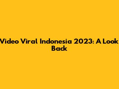 Video Viral Indonesia 2023: A Look Back