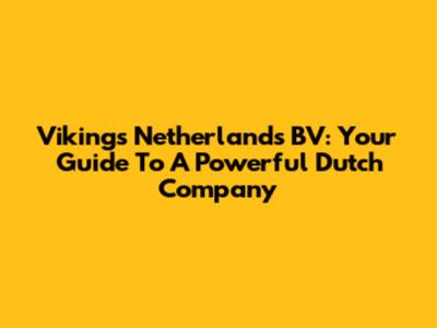 Vikings Netherlands BV: Your Guide To A Powerful Dutch Company