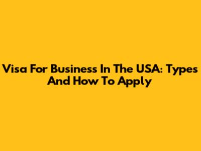 Visa For Business In The USA: Types And How To Apply