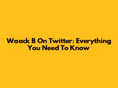 Waack B On Twitter: Everything You Need To Know