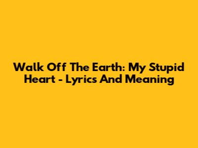 Walk Off The Earth: My Stupid Heart - Lyrics And Meaning