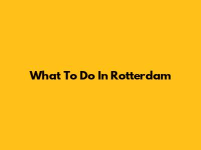 What To Do In Rotterdam