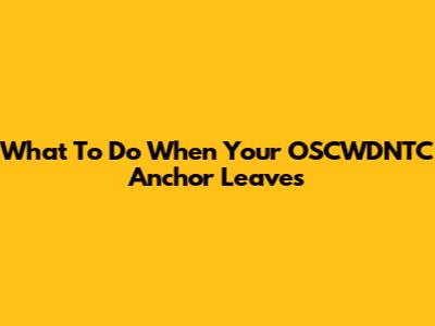 What To Do When Your OSCWDNTC Anchor Leaves