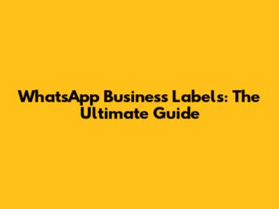 WhatsApp Business Labels: The Ultimate Guide