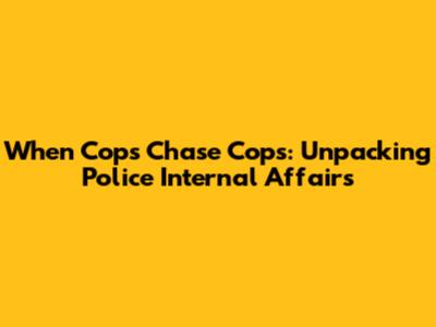 When Cops Chase Cops: Unpacking Police Internal Affairs