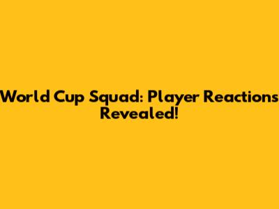 World Cup Squad: Player Reactions Revealed!