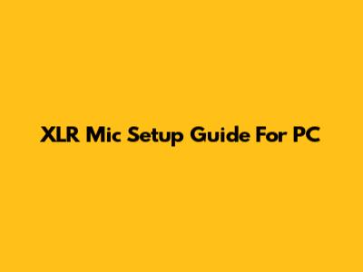 XLR Mic Setup Guide For PC
