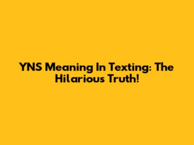 YNS Meaning In Texting: The Hilarious Truth!
